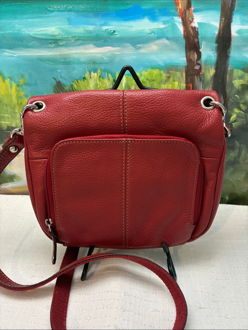 Tignanello Red Leather Crossbody Bag - Picture 2 of 6